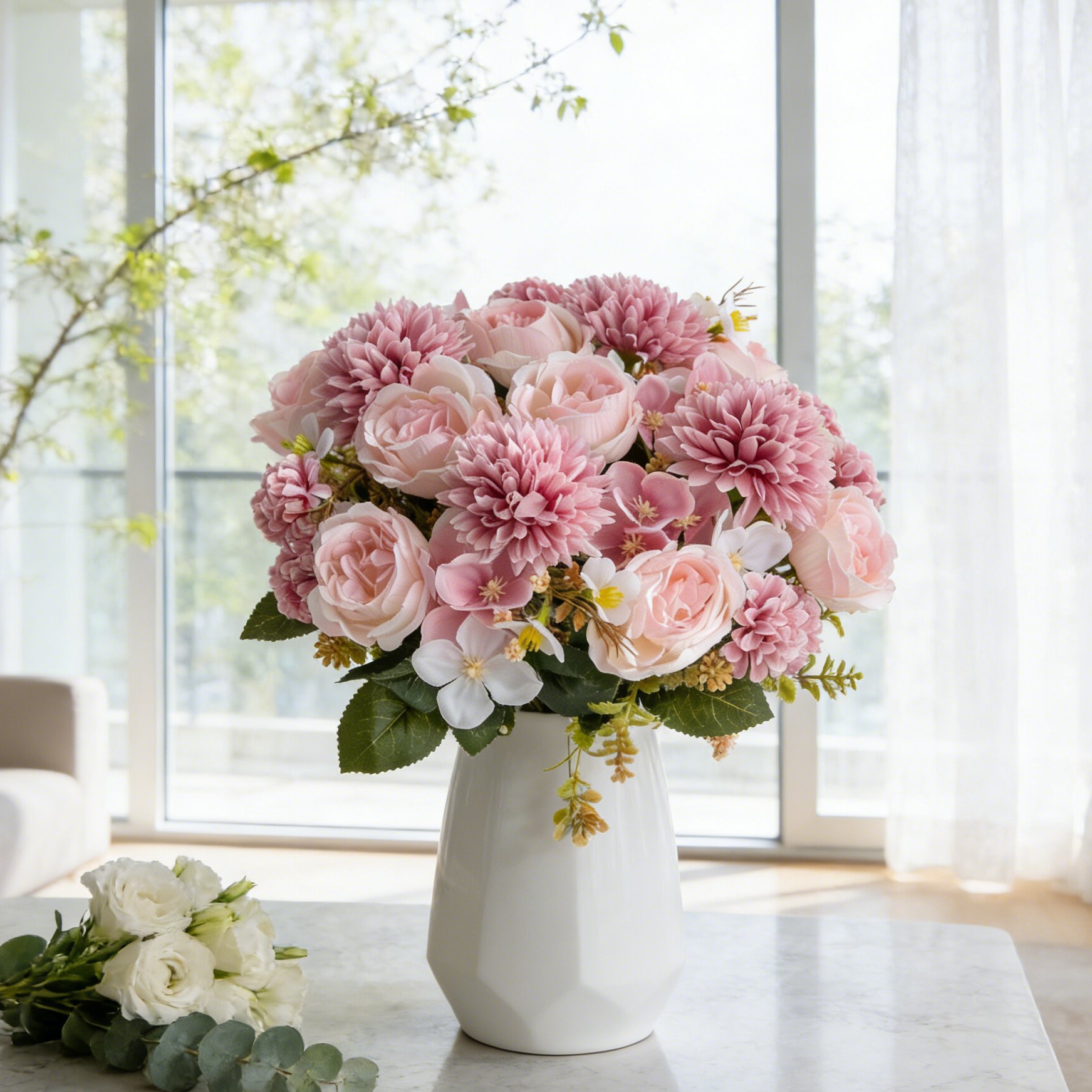 Bonsai Garden Festival - Artificial Flower Silk Peony Rose Home