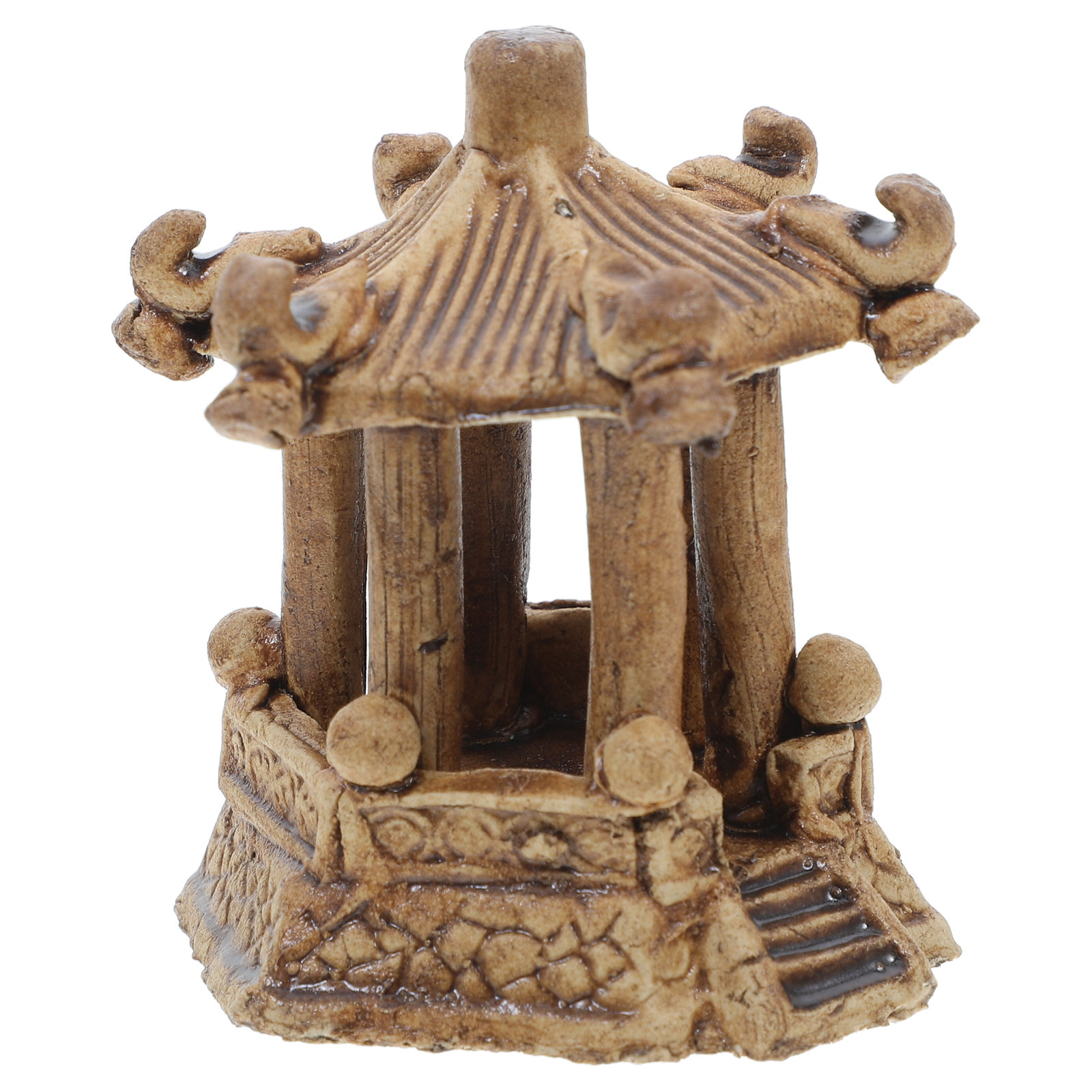 Bonsai Garden Decor - Miniature Ceramic Hexagonal Pagoda Statue Bonsai