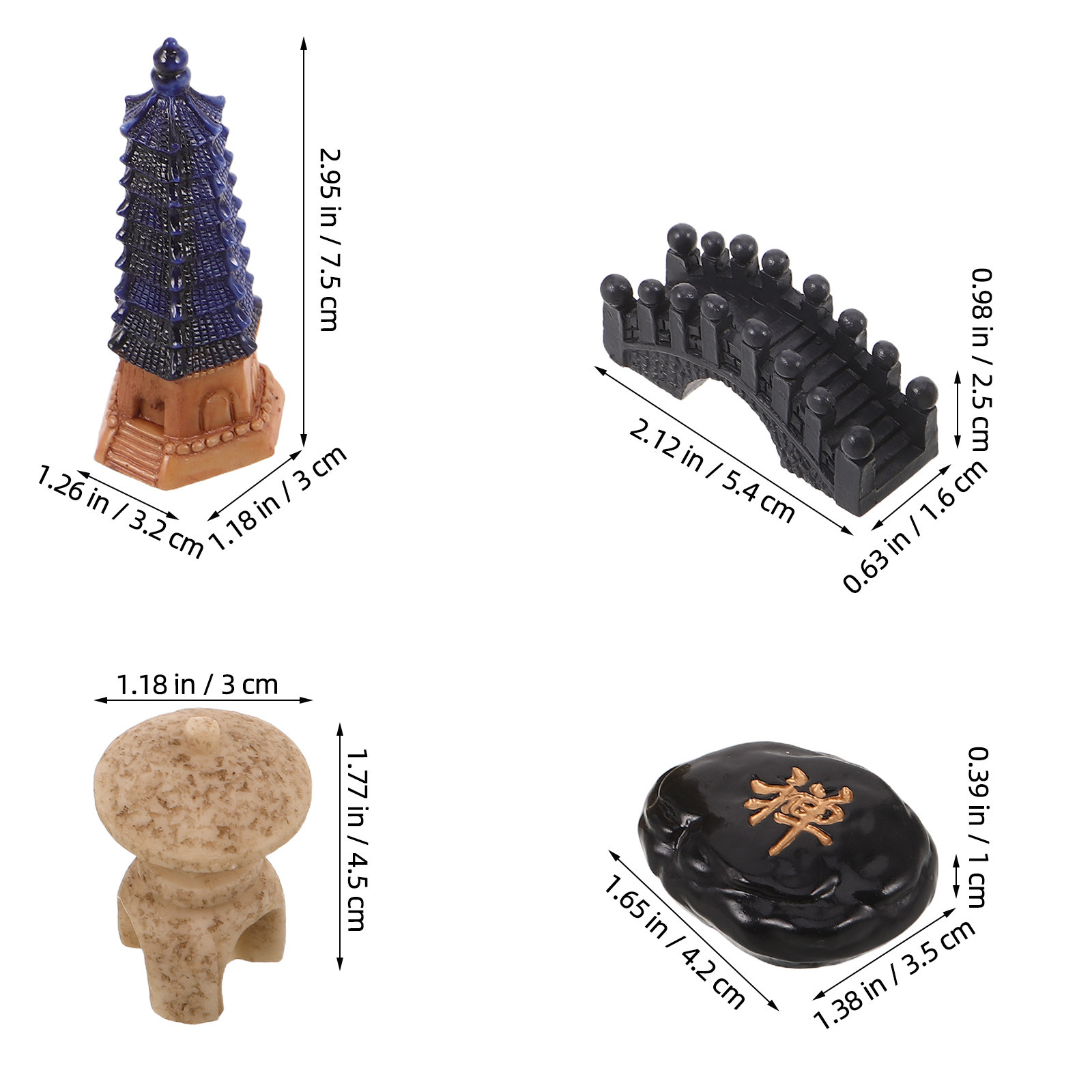 4Pcs Mini Japanese Pagoda Stat – Bonsai Zen Garden Set Bewertung und Preis